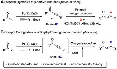 One-Pot Synthesis of (Z)-β-Halovinyl Ketones via the Cascade of Sonogashira Coupling and Hydrohalogenation